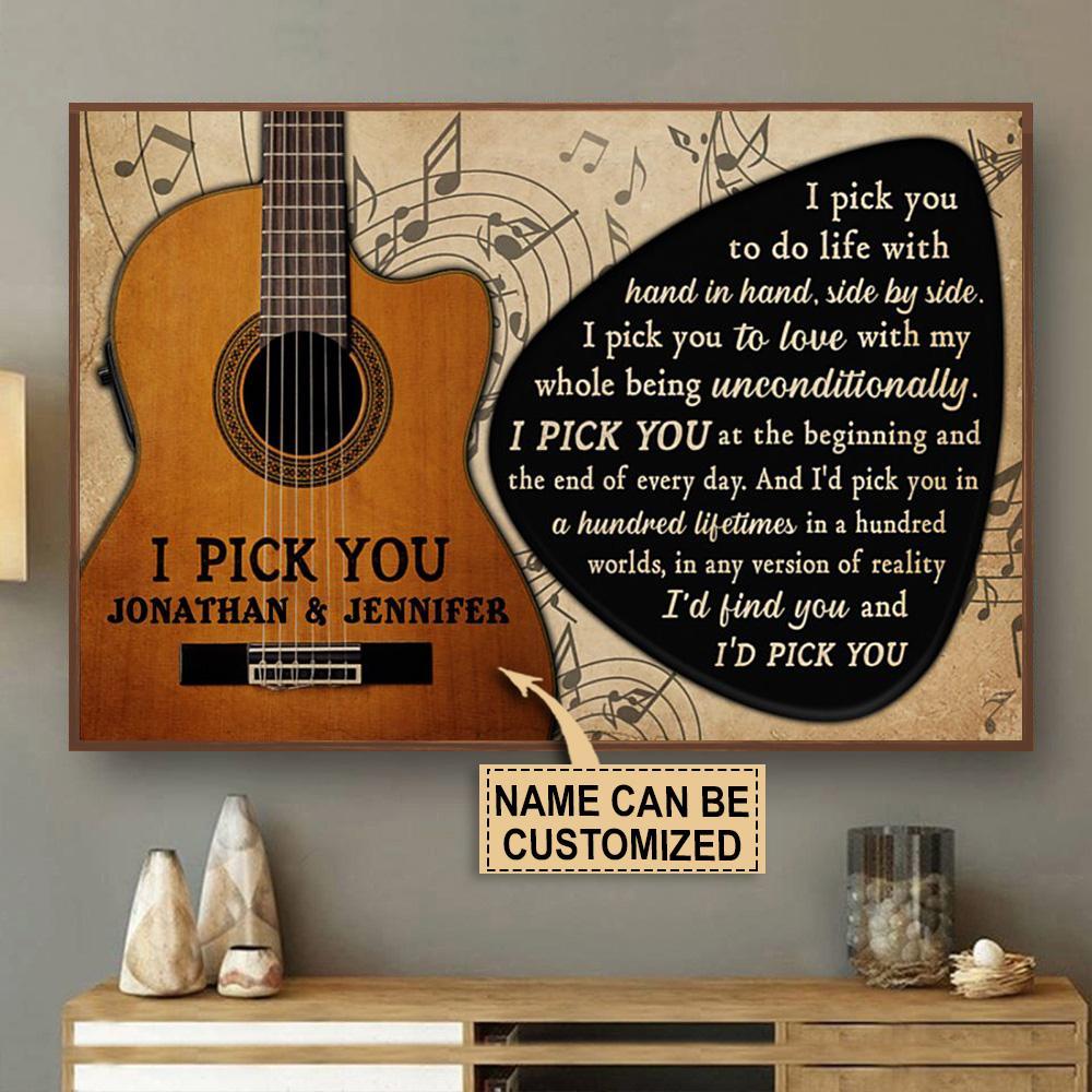 Aeticon Gifts Personalized Guitar I Pick You Canvas Mom Dad Gift Home Decor