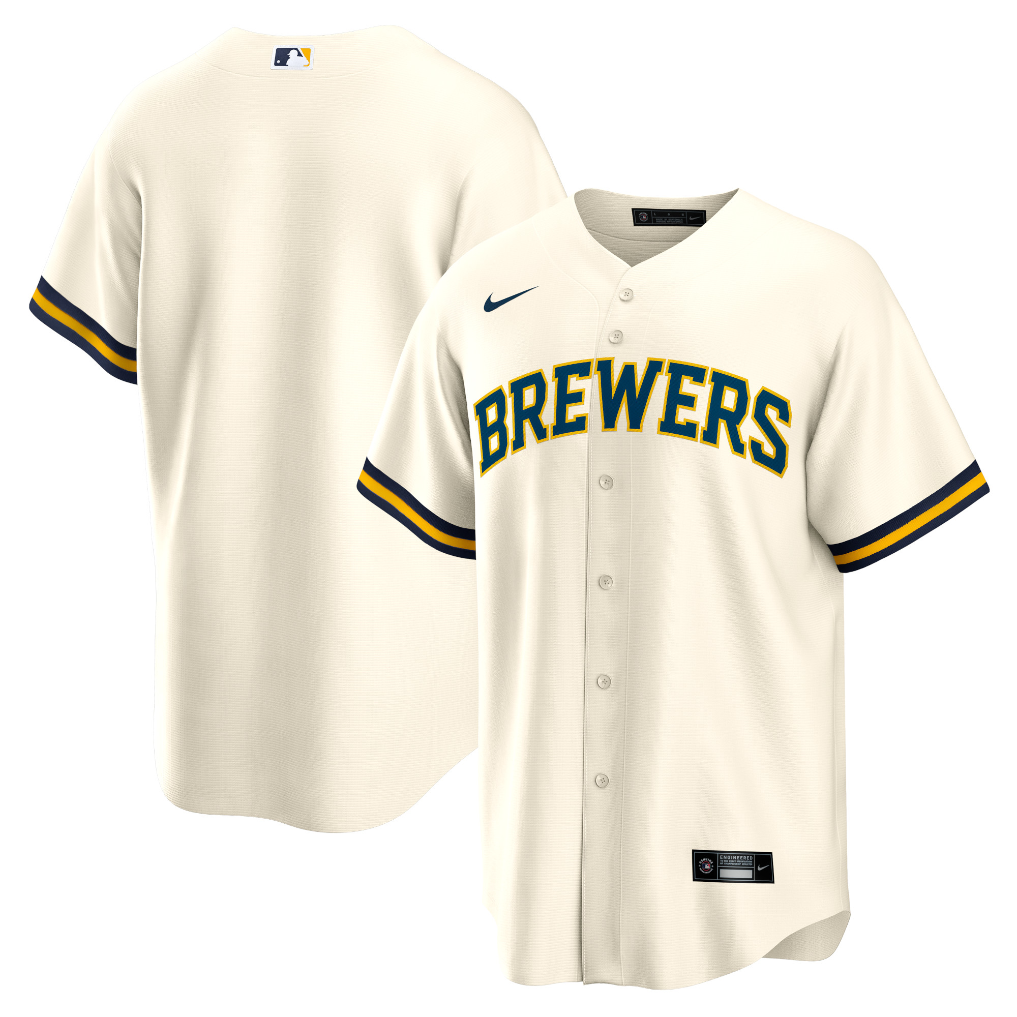 Milwaukee Brewers Home Blank Replica Jersey – Cream