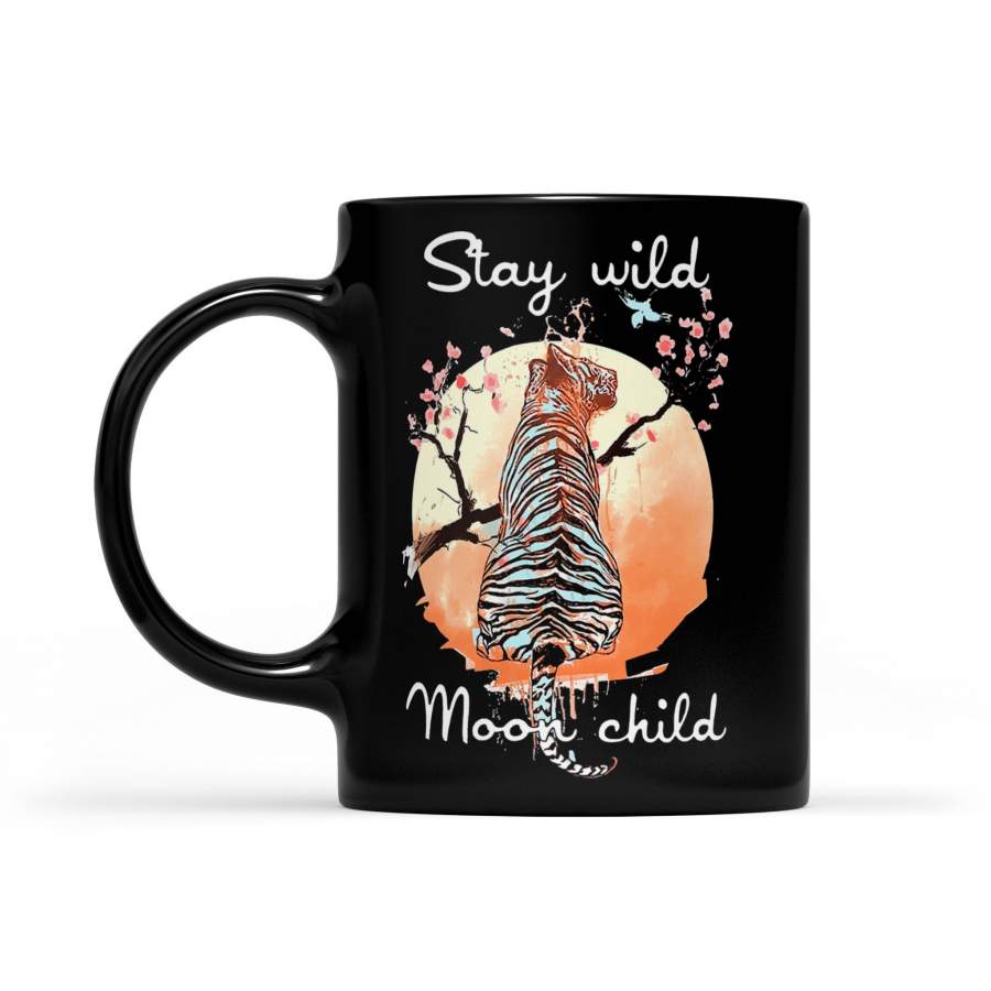 Tiger Sakura Stay Wild Moon Child – Black Mug