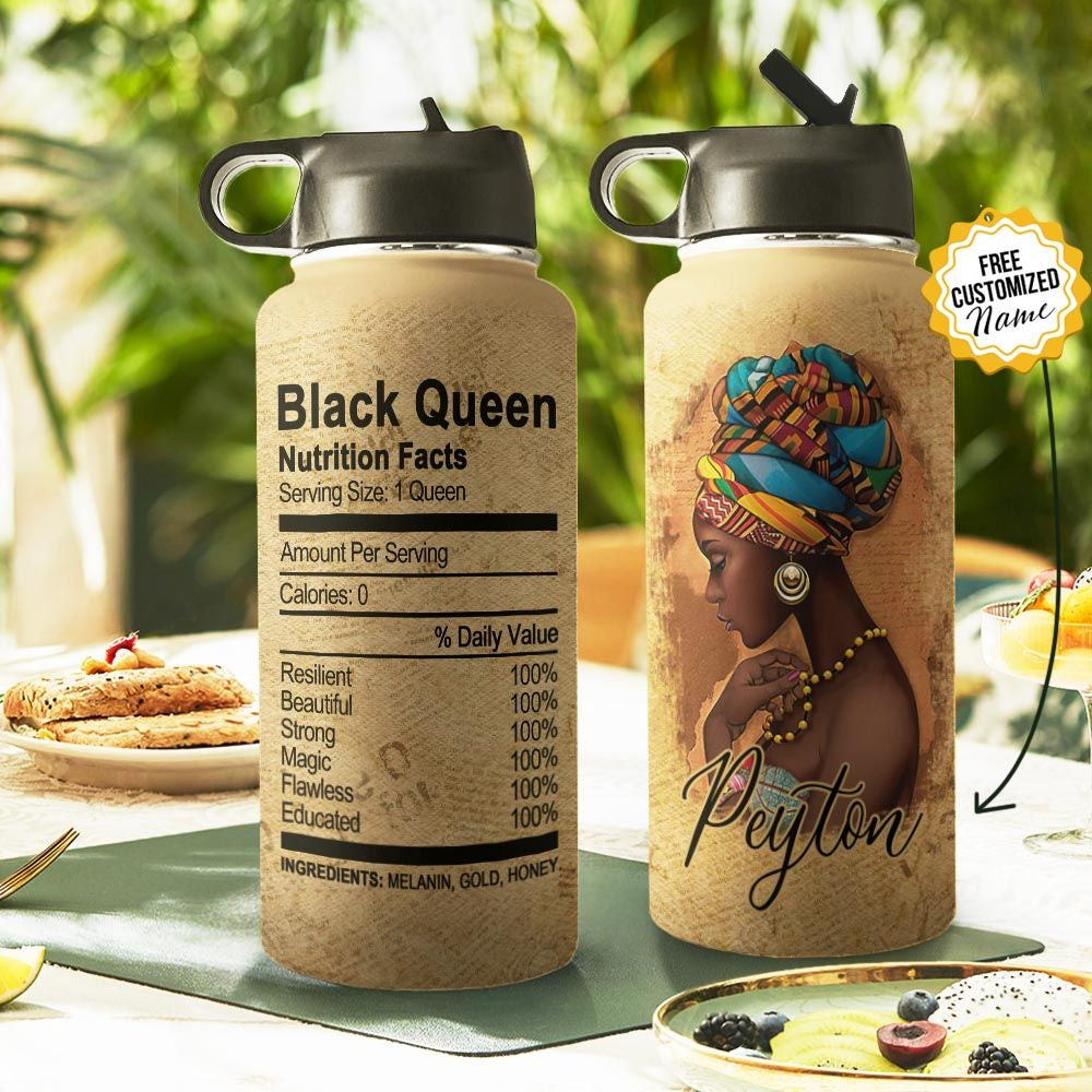 Black Queen Facts Personalized Tha3010036 Stainless Steel Bottle With Straw Lid