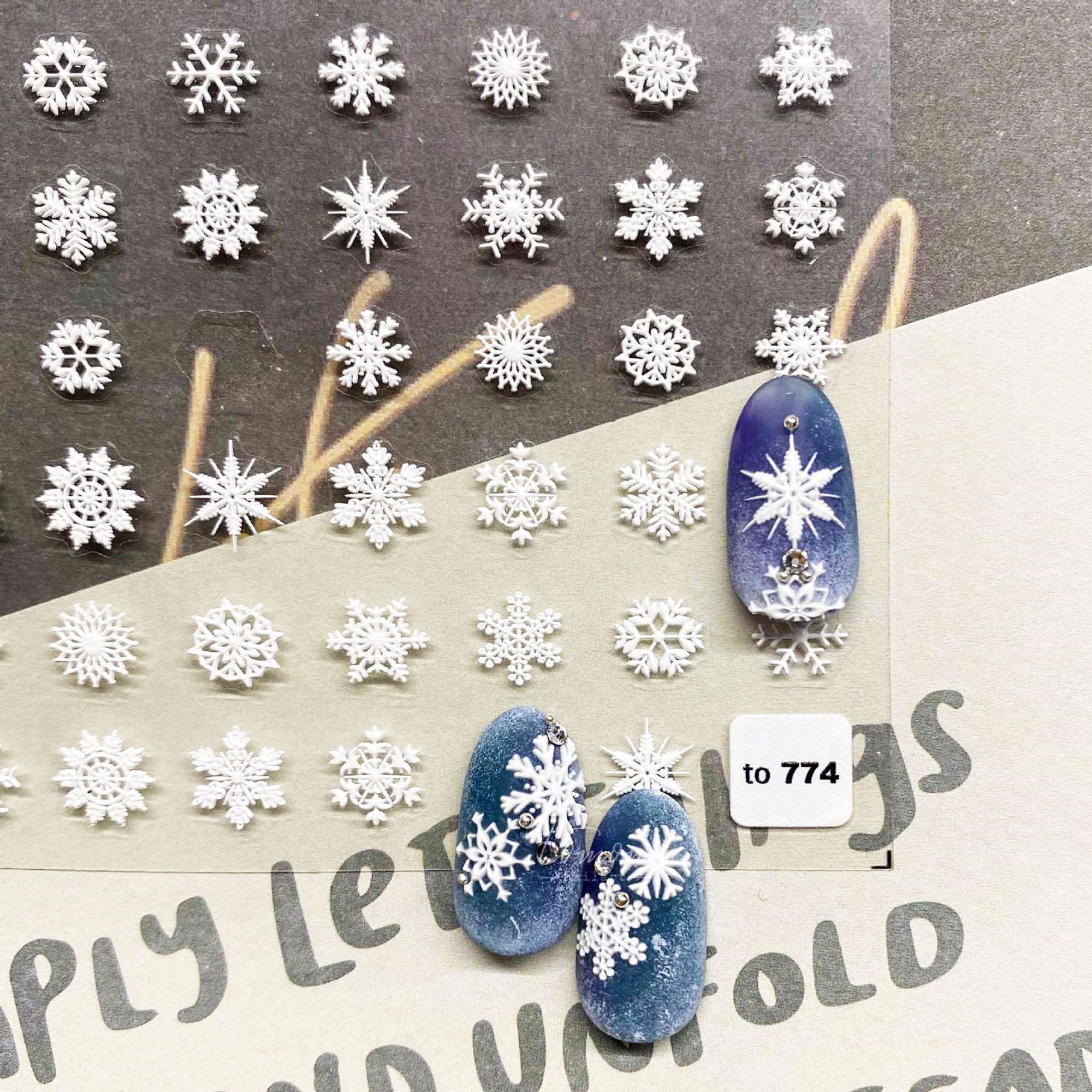 Snowflake Nail Stickers, Winter Nail Decal, Nail Decal Art, DIY Nails, 5D Nails