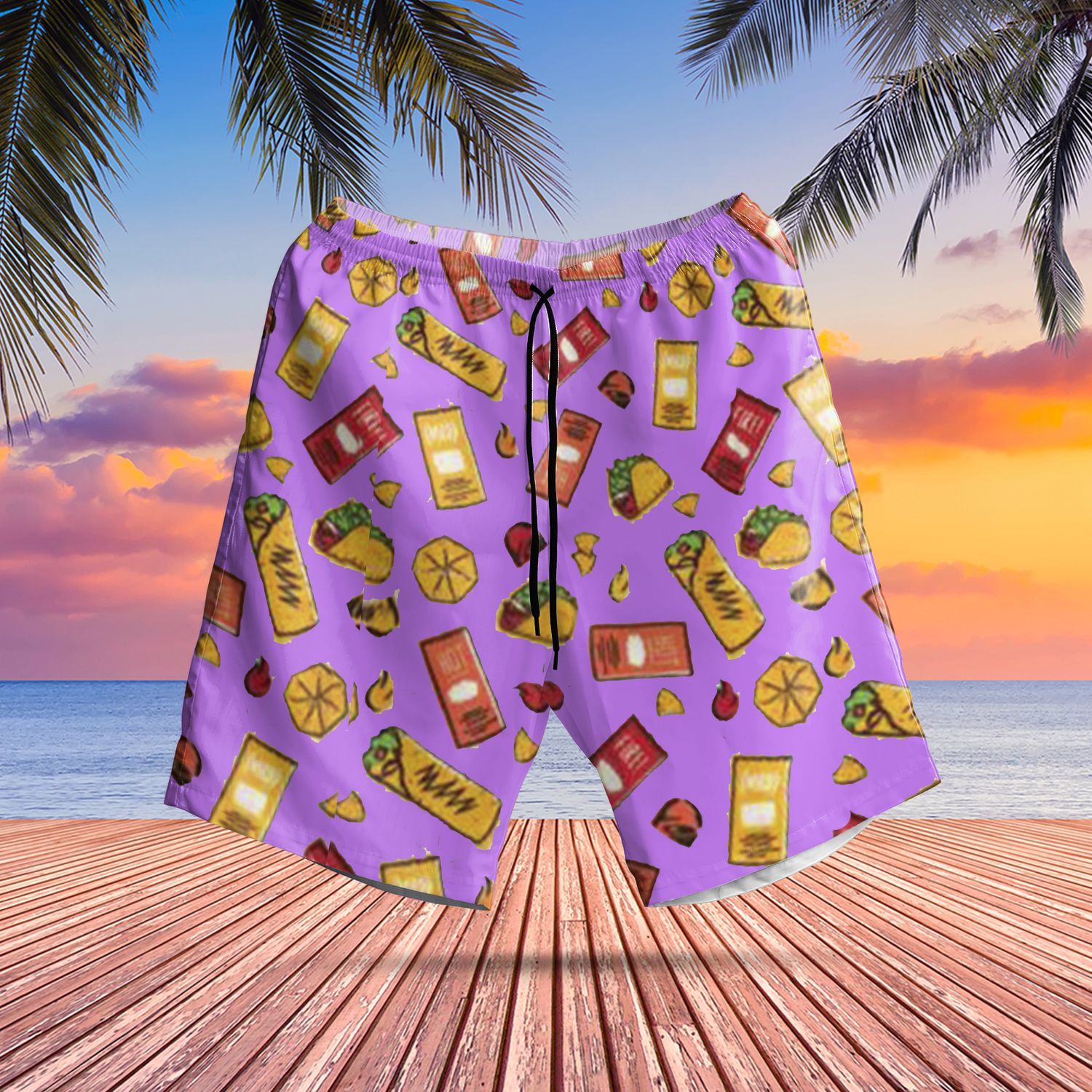 Taco Bell Swim Trunks Hawaii Shorts Beach Mens Apparel Gift Ha55088