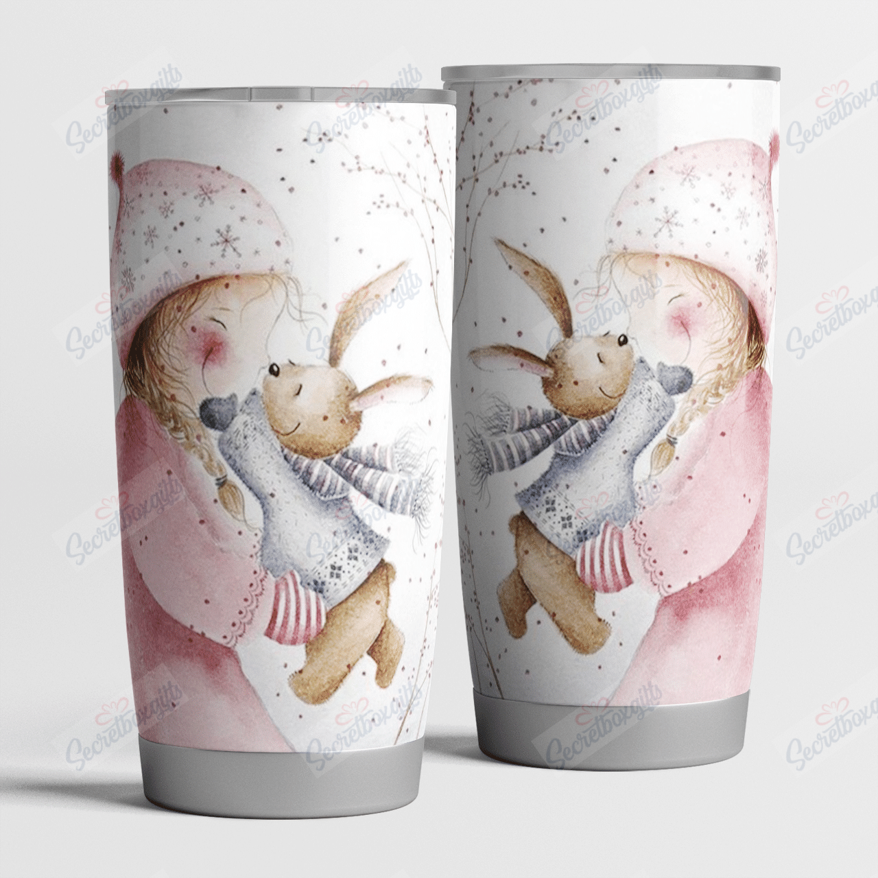 Personalized Girls And Rabbit Christmas Nc1611517Cl Stainless Steel Tumbler Travel Customize Name, Text, Number, Image