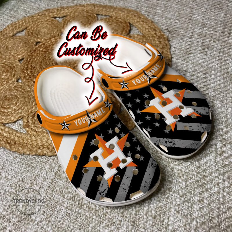 Baseball Personalized HAstros American Flag Clog Shoes