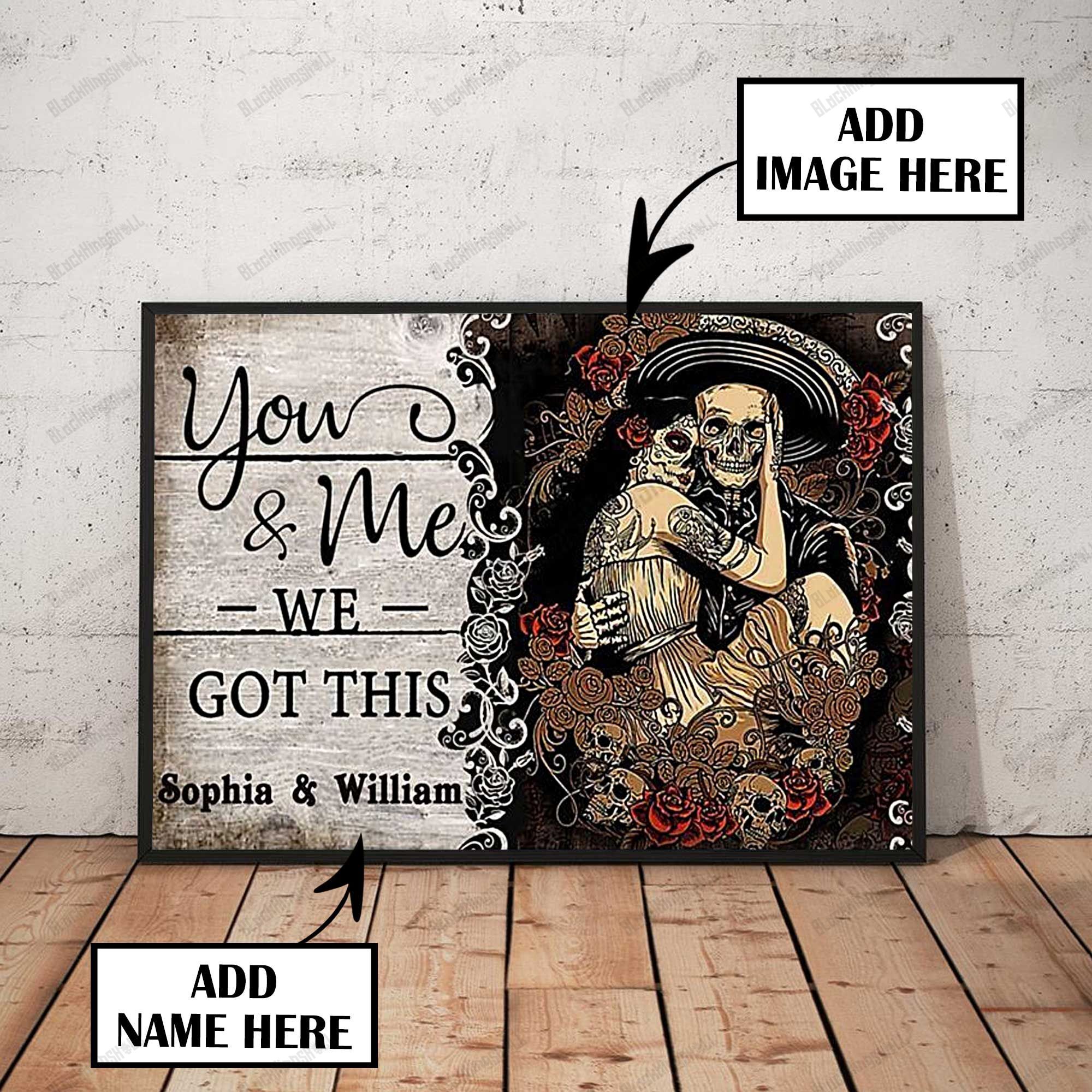 Mexican Couple Skull You And Me Custom Canvas