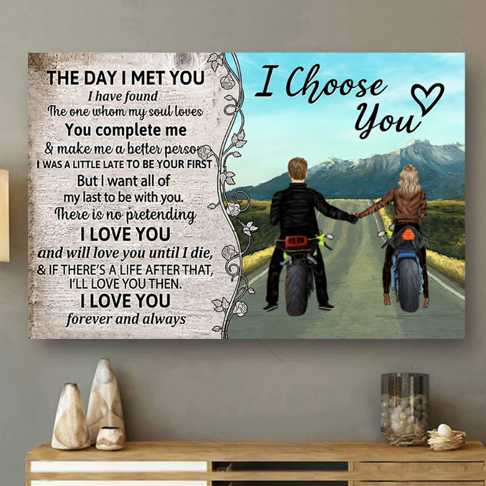 Biker Couple I Love You Horizontal Poster & Canvas For Lover Home Decor Wall Art Visual Art