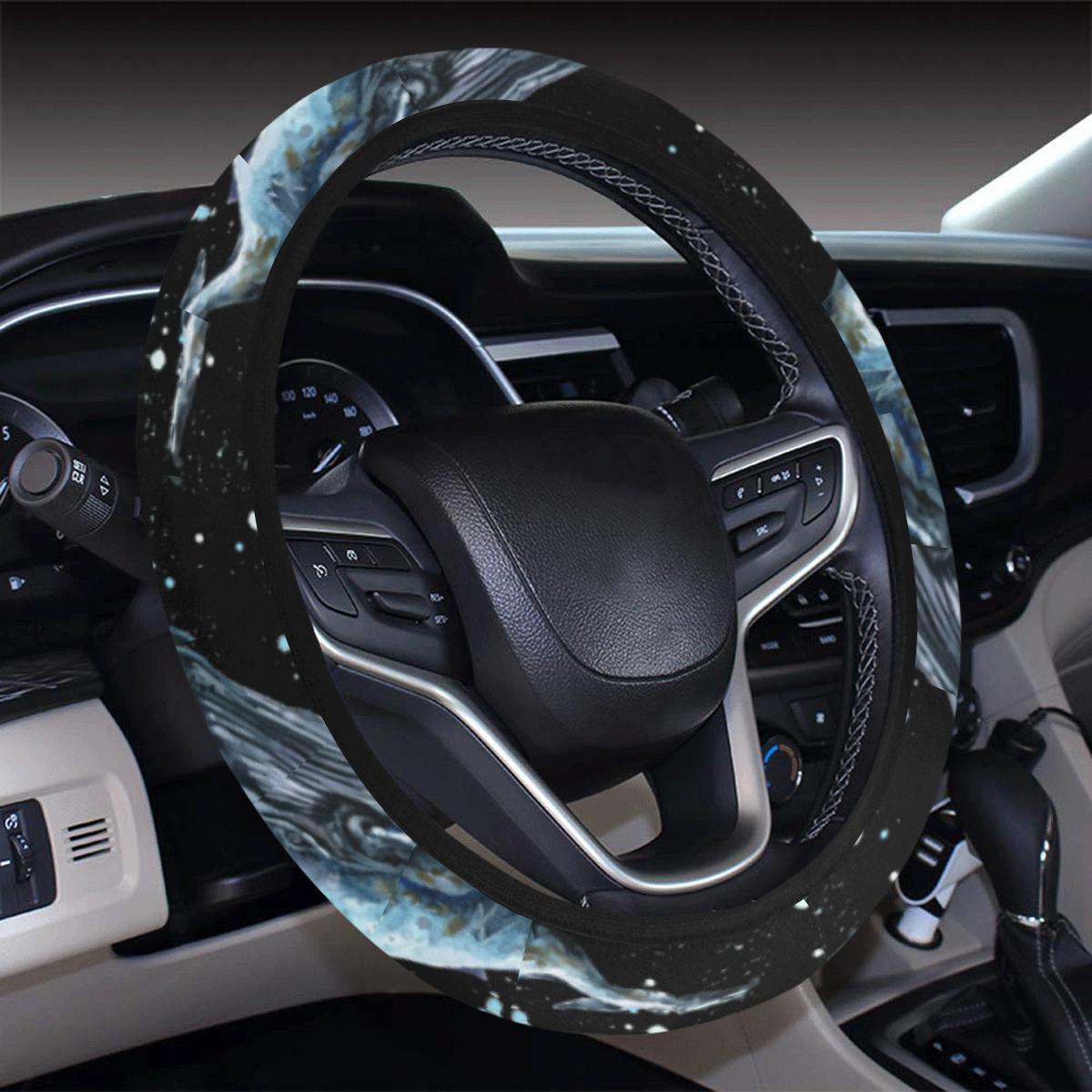 Humpback Whale Pattern Print Design 01 Steering Wheel Cover With Elastic Edge