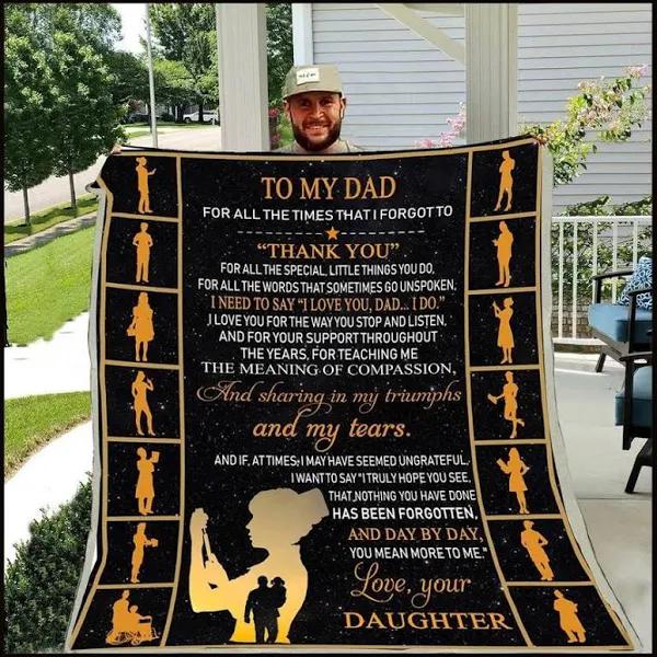 To My Dad I Need To Say I Love You Dad From Daughter Fleece Blanket For Daddy Home Decor Bedding Couch Sofa Soft And Comfy Cozy