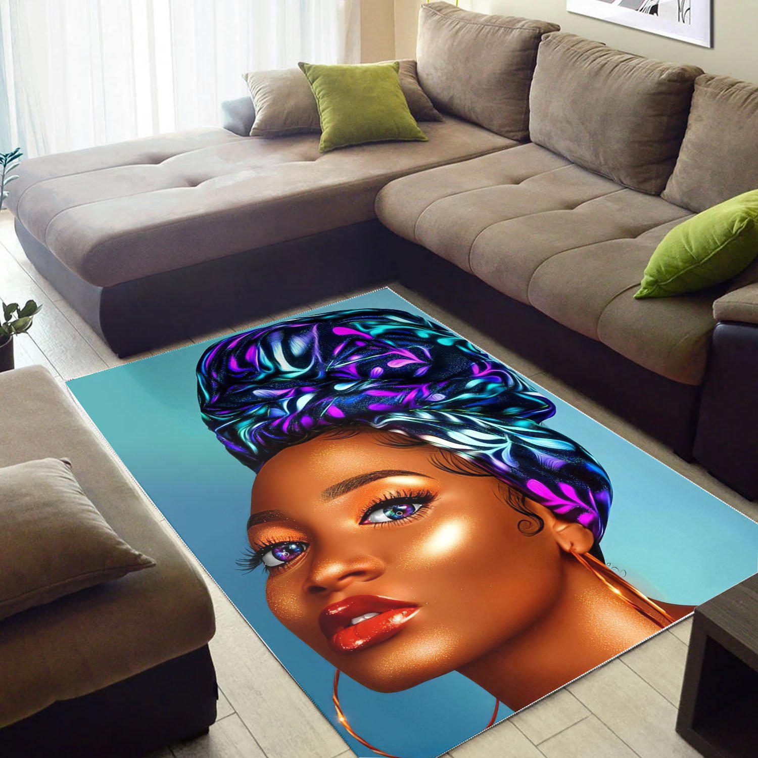 African Area Rug Beautiful Afro Lady Carpet African Design Afrocentric Home Decor Ideas WBG19157