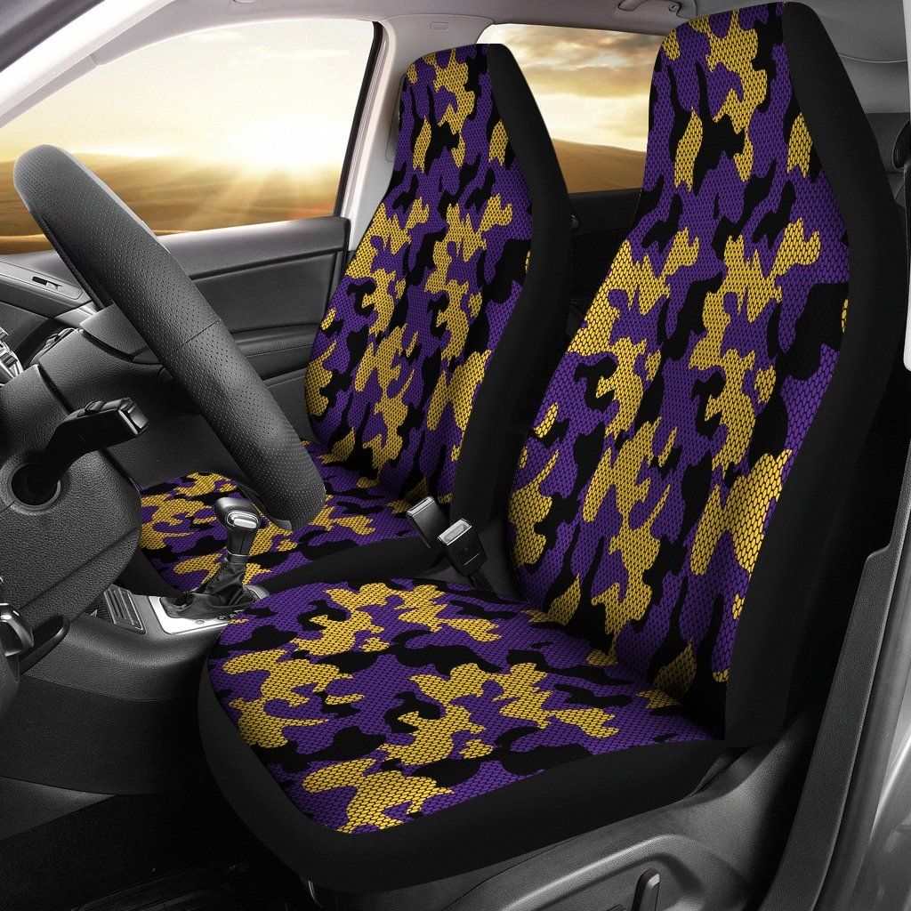 Minnesota Vikings Inspired Hex Camo Micro Fiber Car Seat Covers SUV Seat Covers Truck Seat Covers