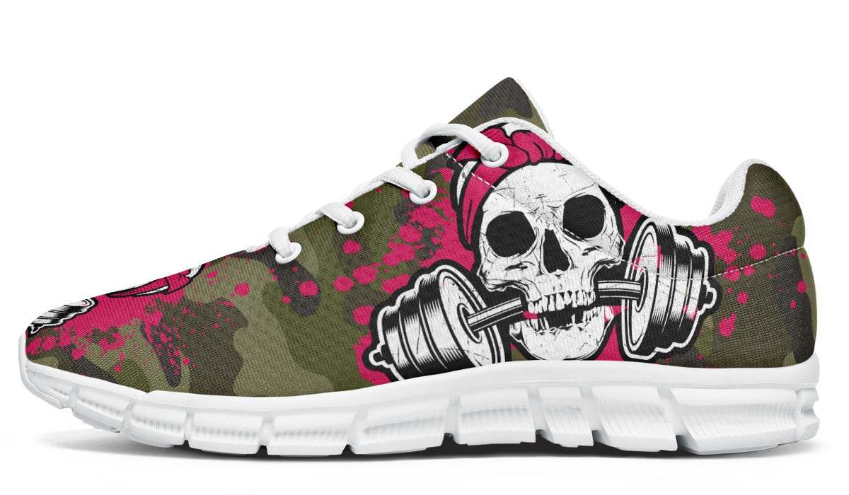 Camo Pink Splat Skull Breathable Sneakers Custom Shoes V141