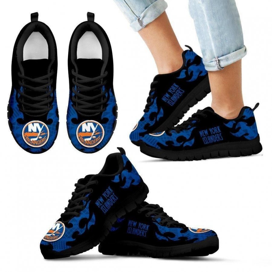 Tribal Flames Pattern New York Islanders Sneakers #147