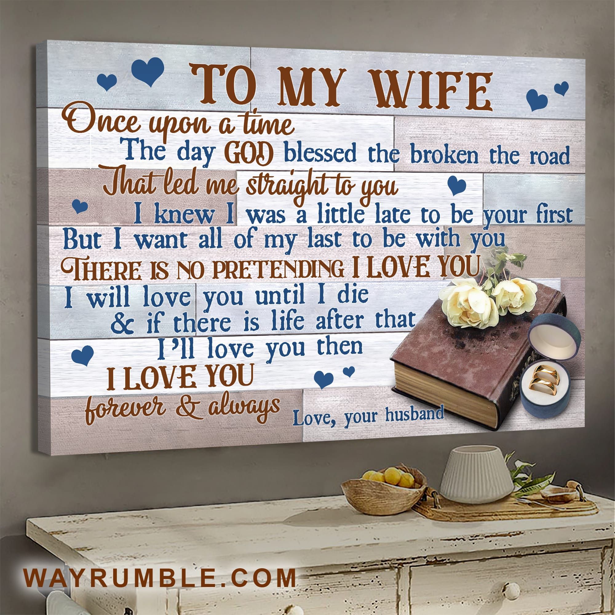 To My Wife – Wedding Rings And The Bible – Ill Love You Until I Die – Couple Landscape Canvas Prints Wall Art Gift For Family, Wall Art Decor, Canvas Print, Home Decor