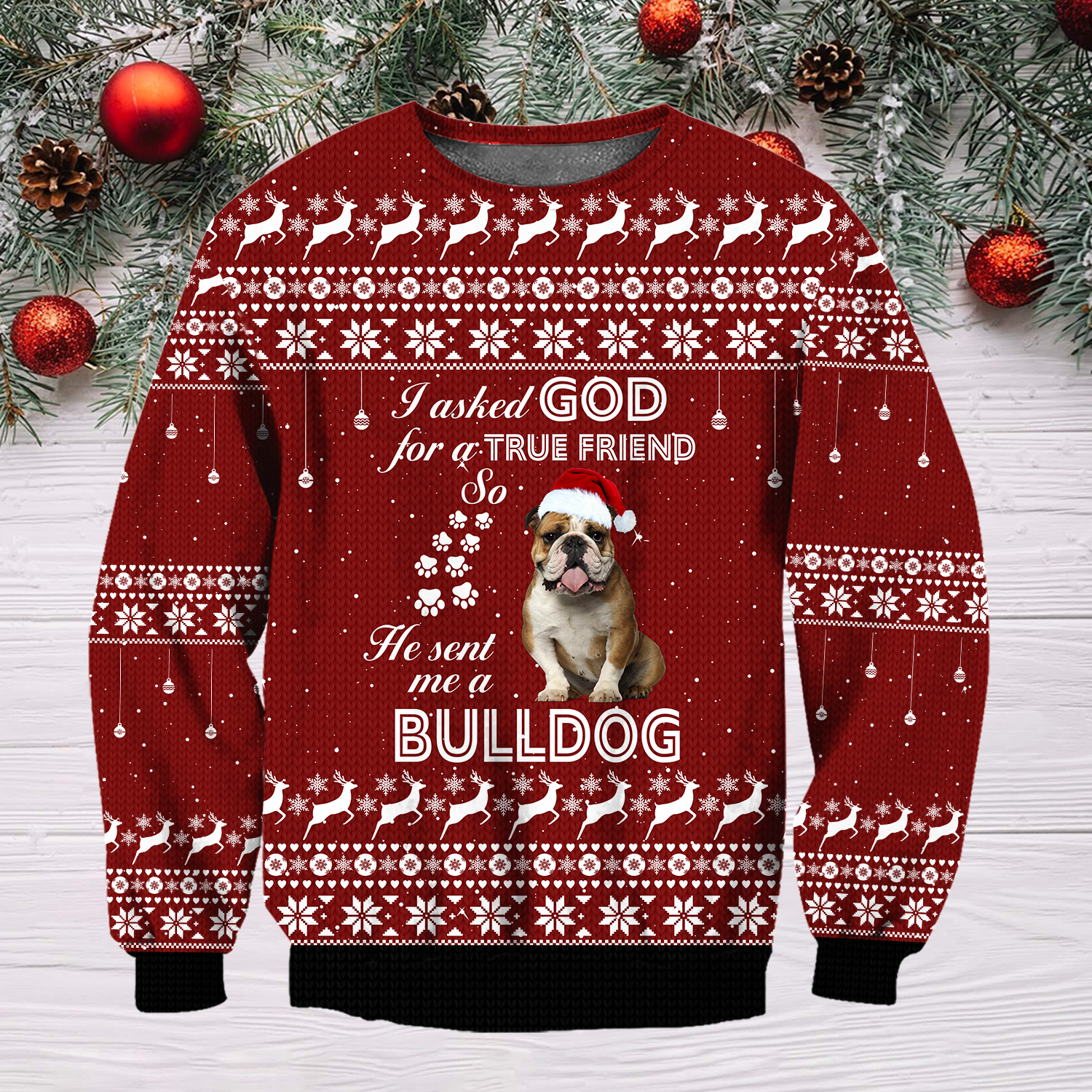 Tmarc Tee Customized Pet Photo I Asked God For A True Friend 3D All Over Print Unisex Hoodie Knitted Sweater , Christmas Gifts For Pet Lovers