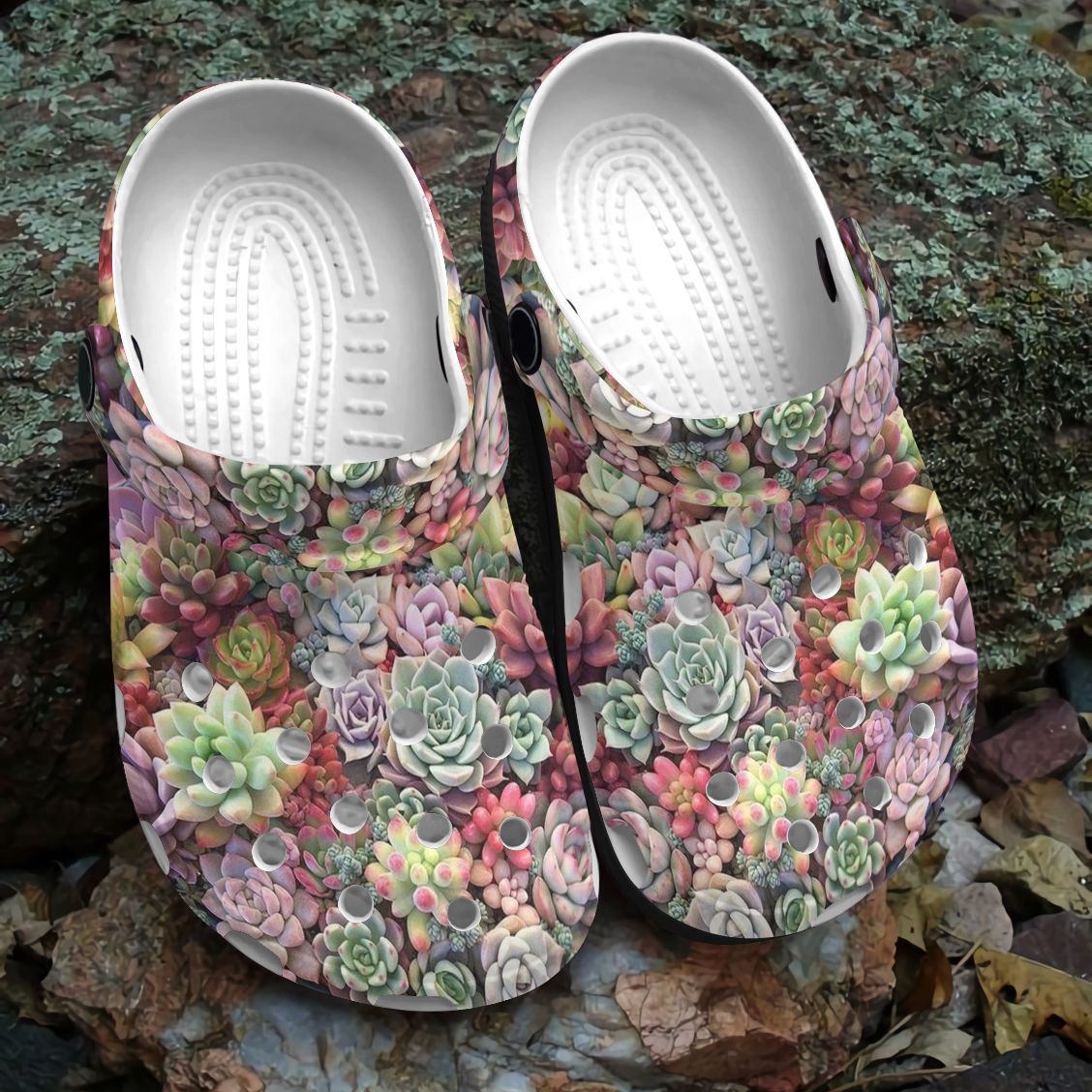 Succulent Personalize Clog, Custom Name, Text, Fashion Style For Women, Men, Kid, Print 3D Whitesole Succulents Lover