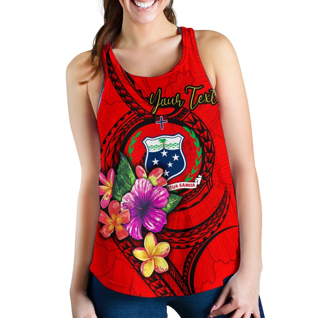 SamoaPacific Custom Personalised Women’s Racerback Tank – Floral With Seal Red – BN12