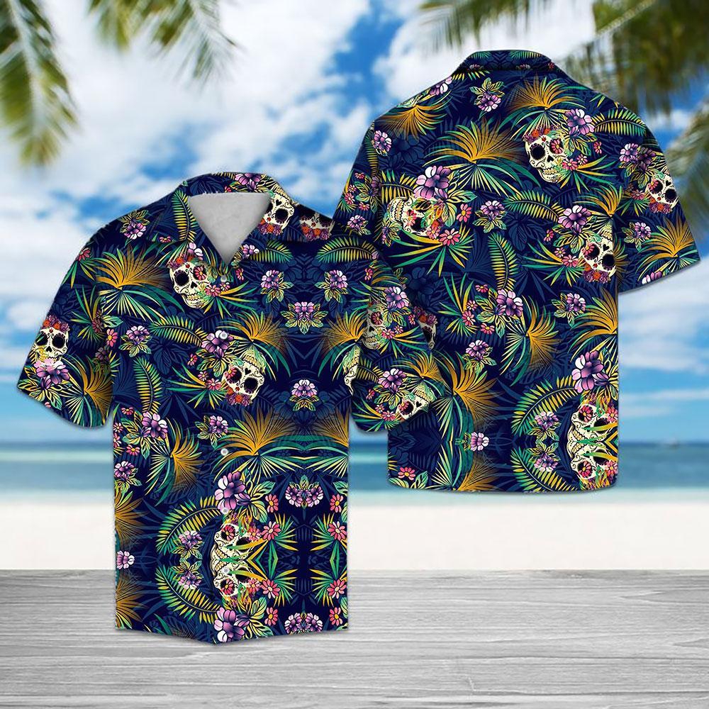 Tropical Blue Skull Hawaii Shirt Unisex Adult Ha56653