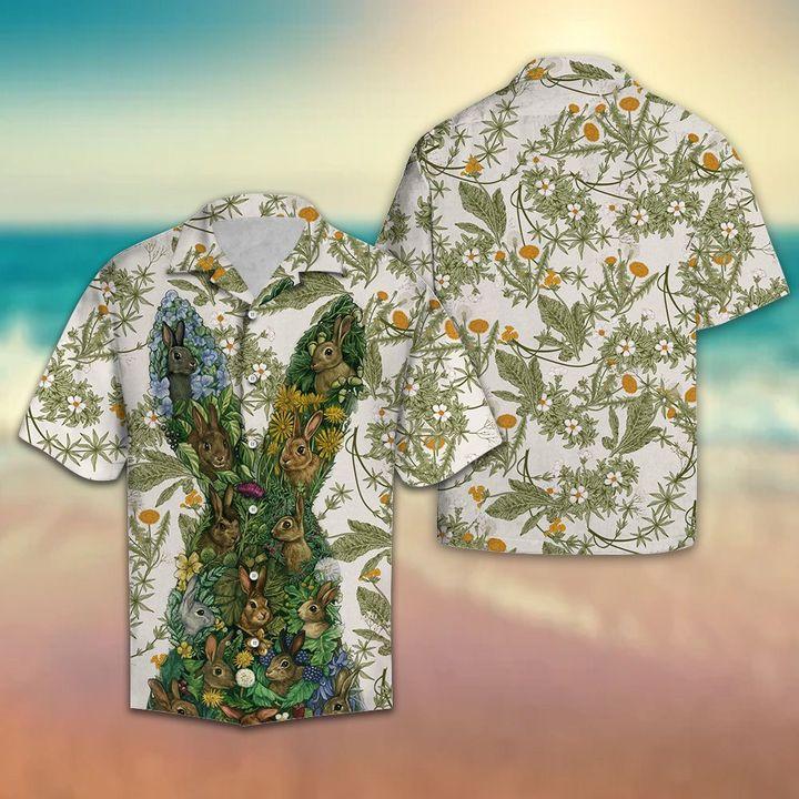 Rabbit Flower Hawaiian Shirt- Short Sleeve Hawaiian Shirt – Viking Gifts For Him