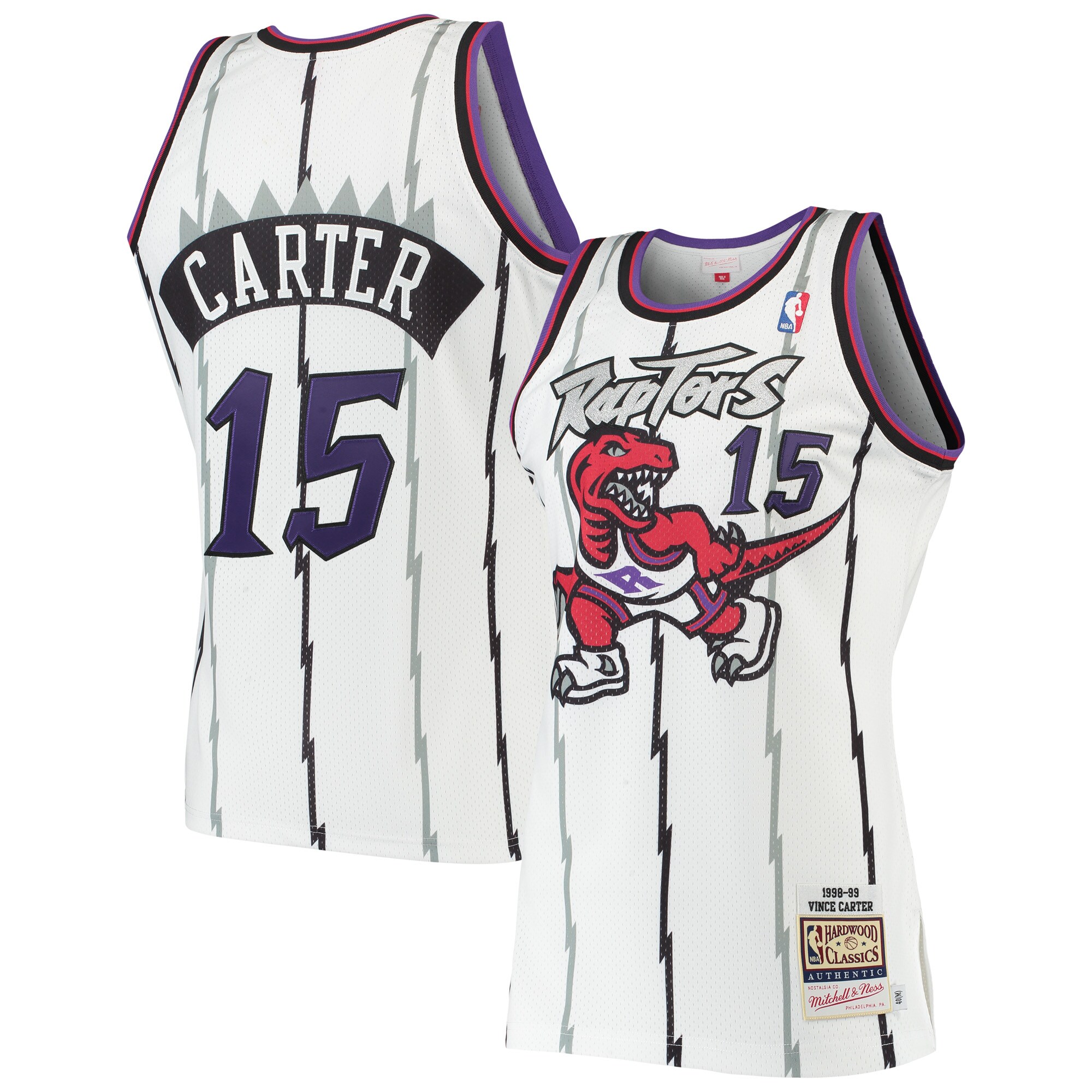 Men's Mitchell & Ness Vince Carter White Toronto Raptors Hardwood Classics 1998-99 Authentic Jersey