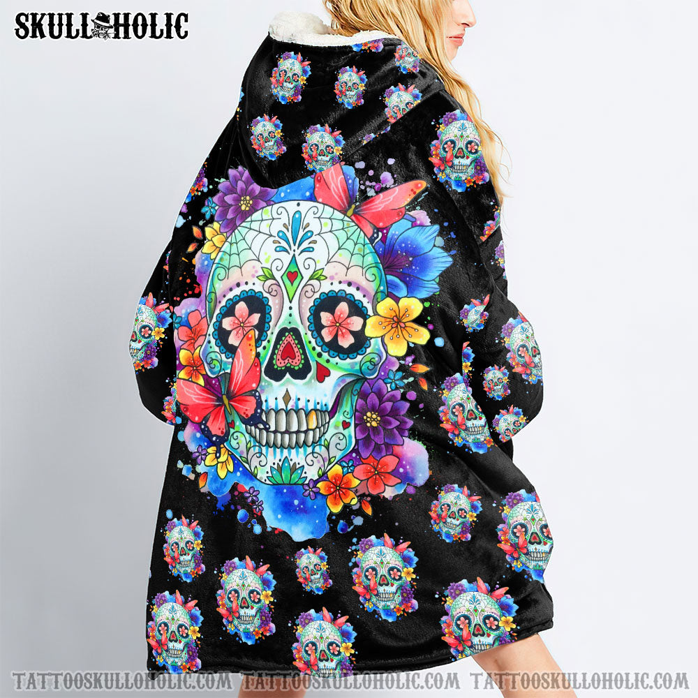Tshirt2d Sugar Skull Floral Sherpa Blanket Hoodie – Tlnx1102222