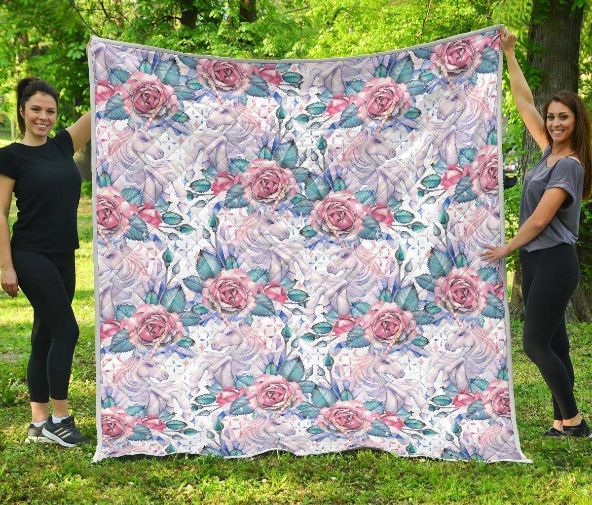 White Fairy Rose Unicorn Cl17100704Mdq Quilt Blanket