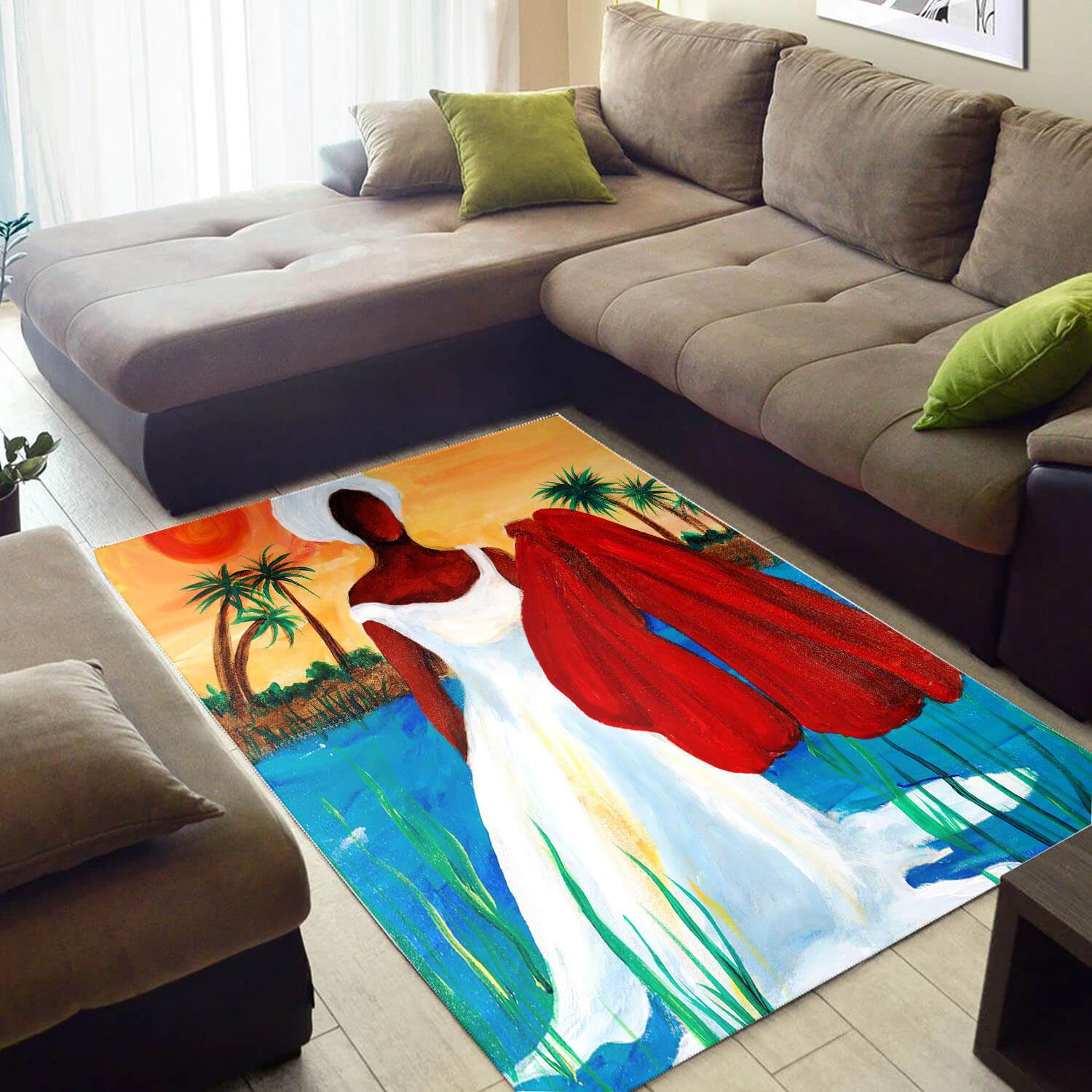 Modern African American Rug Fancy Afrocentric Afro Girl African Style Floor Rugs African Inspired Living Room WBG3795