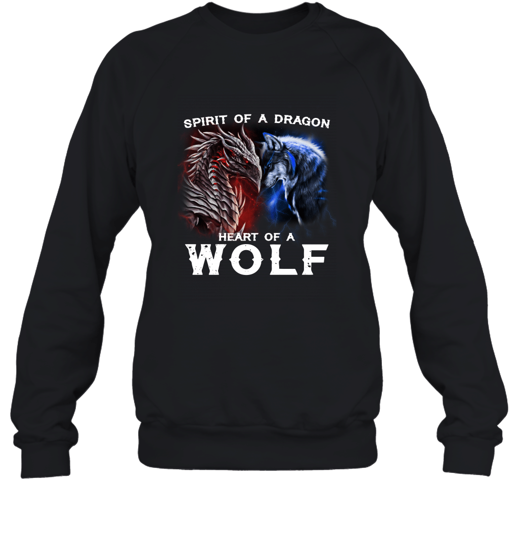 Spirit Of A Dragon Heart Of A Wolf Awesome Animal Lovers Sweatshirt