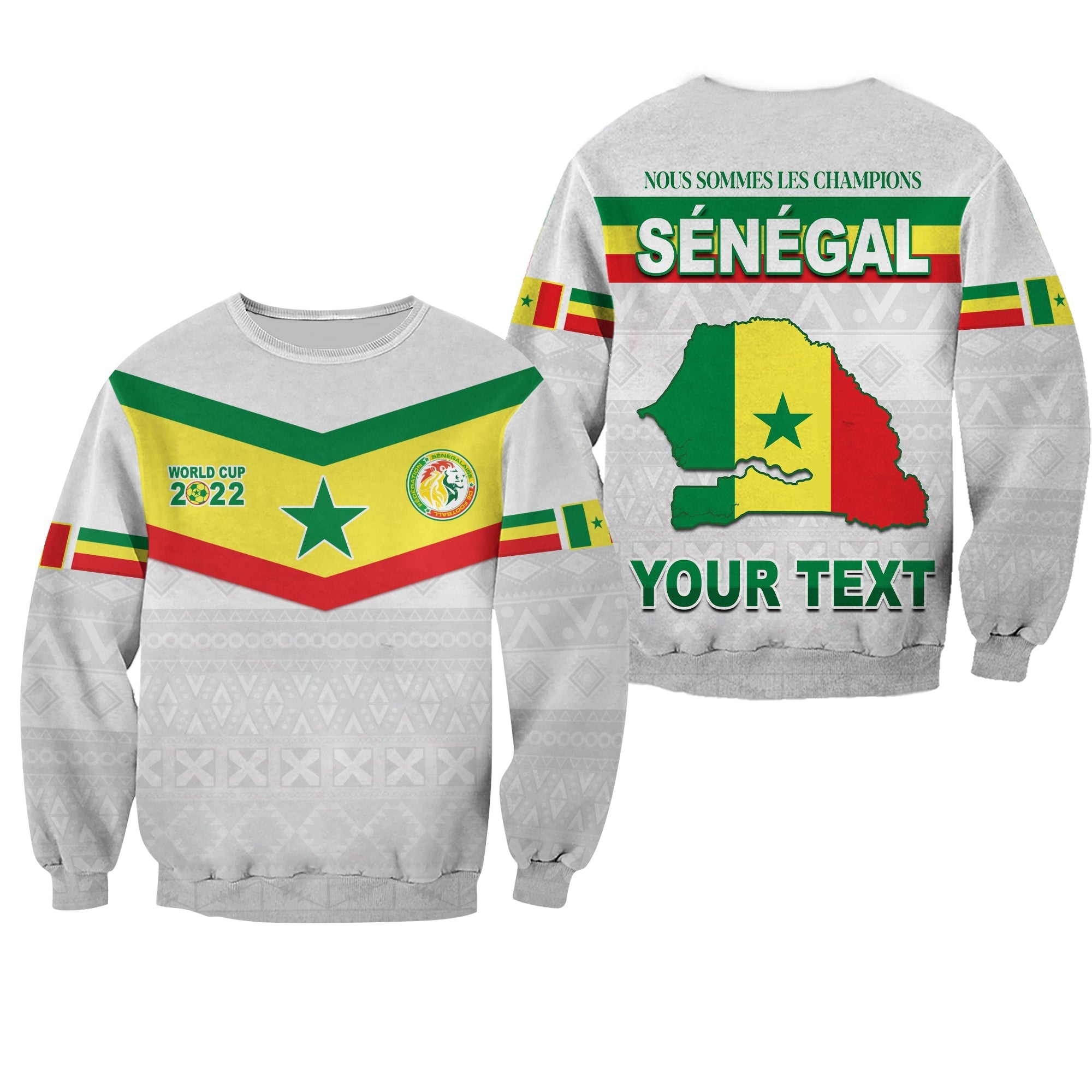 (Custom Personalised) Senegal Football 2022 Sweatshirt Champion Teranga Lions Mix African Pattern Lt13