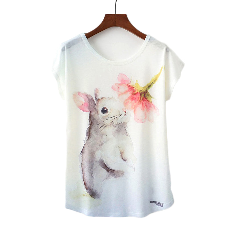 Watercolor Rabbit Printed Tees