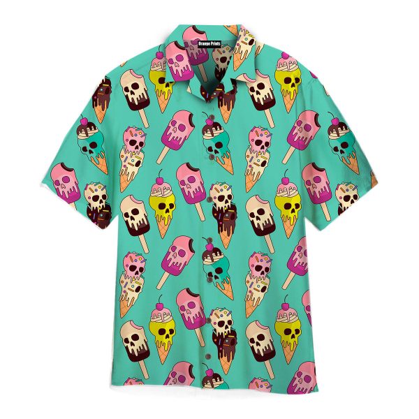 Skull Ice Cream On Green Hawaii Shirt For Men Women Ha64579