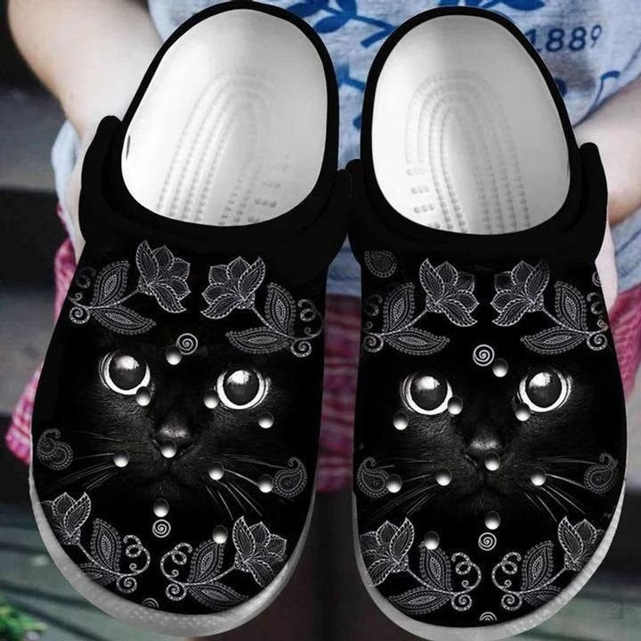 Black Cat Lovers Animals Flower Gift For Lover Rubber clog Shoes Comfy Footwear