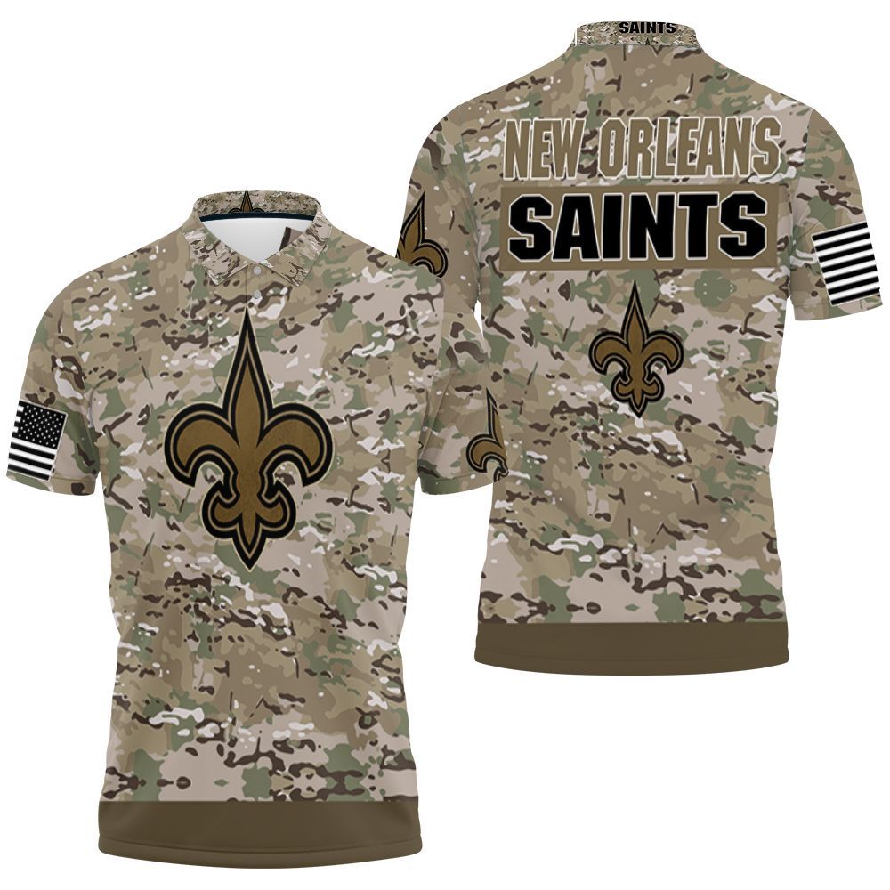 New Orleans Saints Camouflage Veteran 3D Jersey Polo Shirt All Over Print Shirt 3D T-Shirt