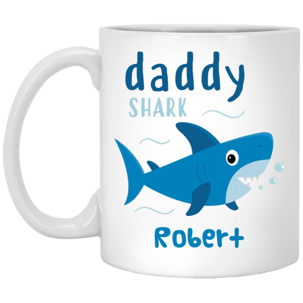 Cute Daddy Shark Custom Name Printed Mug