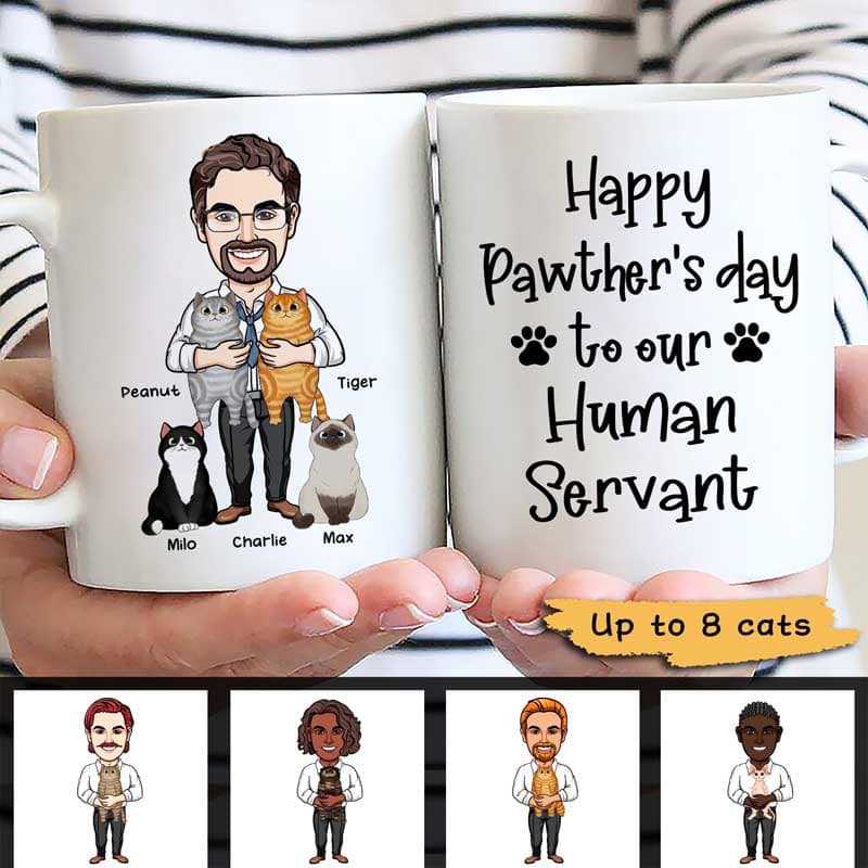 Happy Pawther‘S Day Caricature Cat Dad Personalized Mug