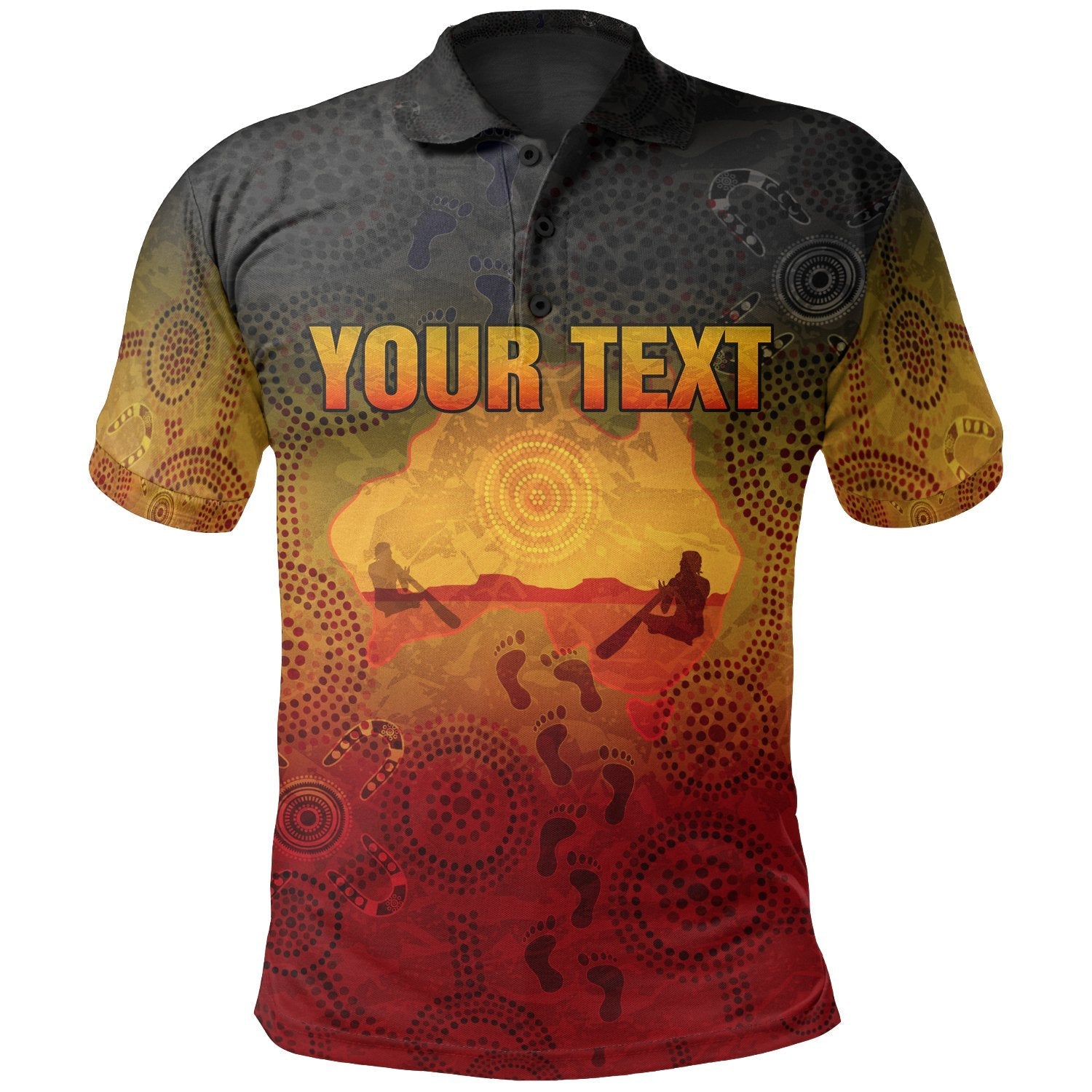 Aboriginal Polo – (Custom Text) Australian Map With Indigenous Color ...