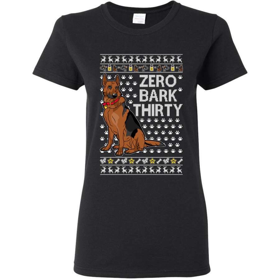 Zero Bark Thirty Funny Dog Xmas Ugly Christmas Womens Graphic T-Shirt