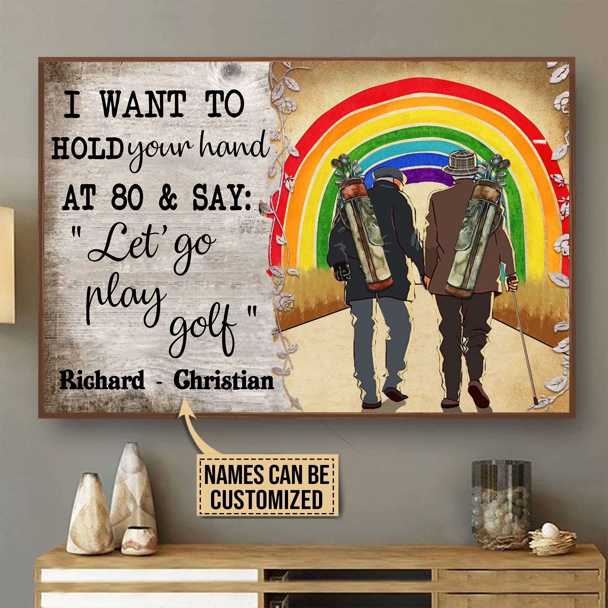 Aeticon Gifts Personalized Pride Golf I Want To Hold Your Hand Canvas Mom Dad Gift Home Decor