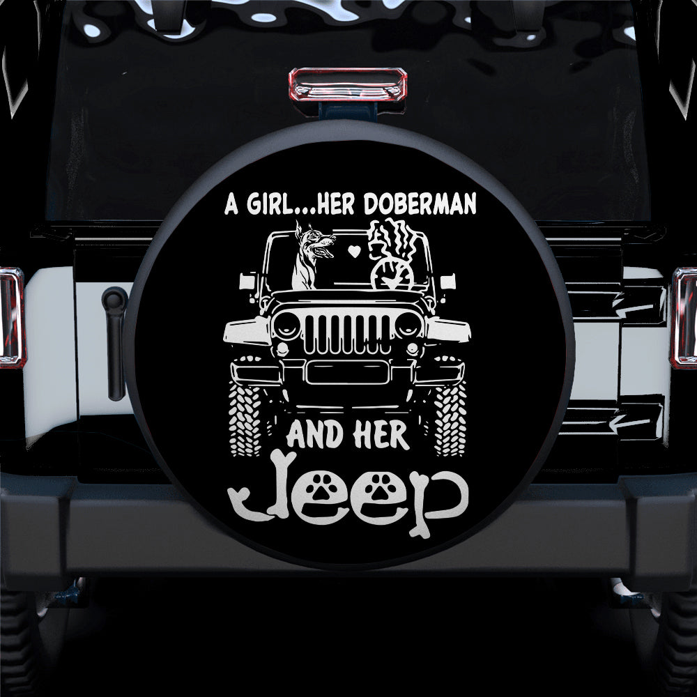 Her Doberman And Her Jeep Car Spare Tire Covers Gift For Campers