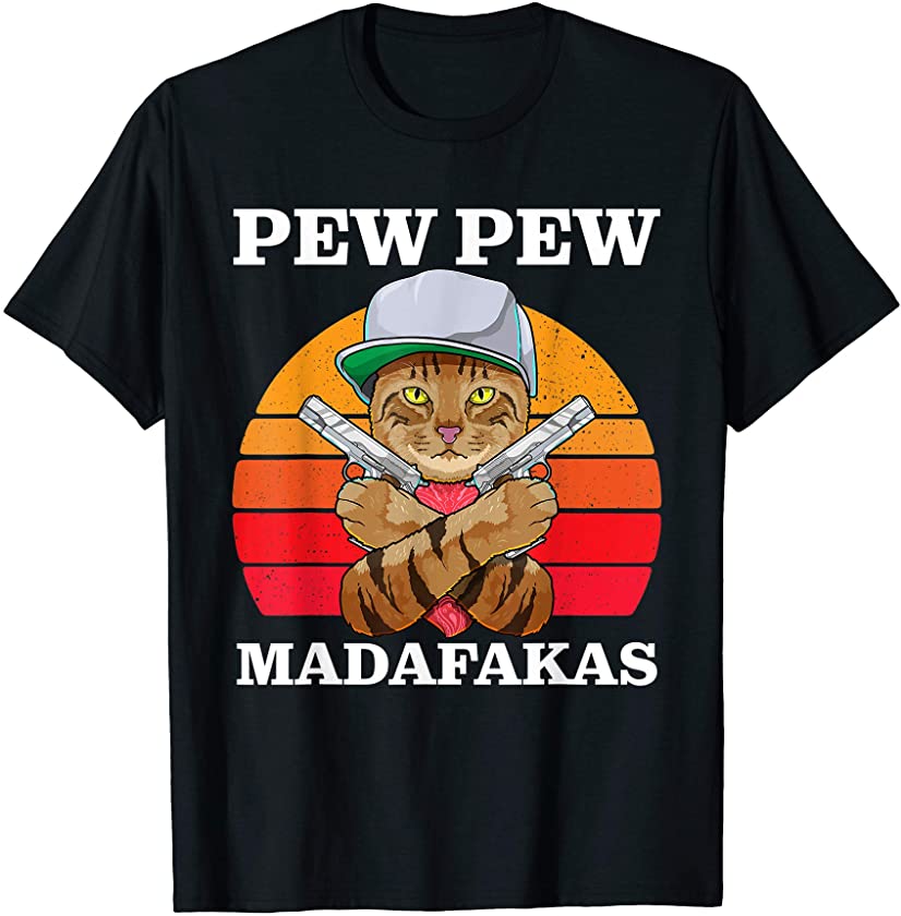 Pew Madafakas Gangsta Cat Crazy Pew Kitten Vintage T-Shirt