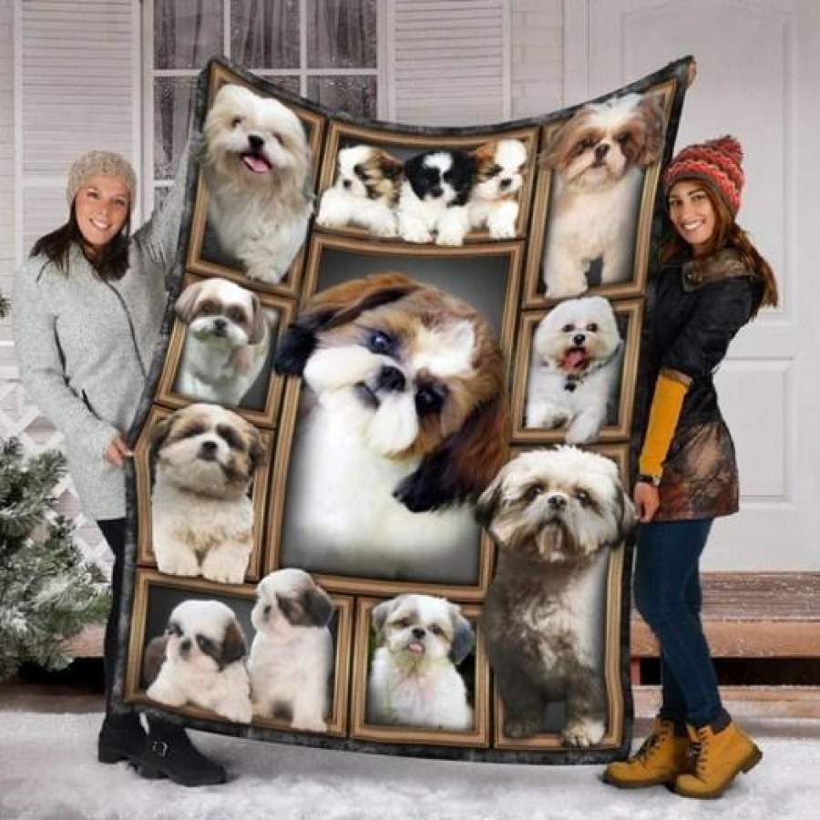 SHIH TZU DOG FLEECE BLANKETS, ANIMAL BLANKETS, BLANKET GIFT, CUTE BLANKETS, GIRL DOG BLANKETS