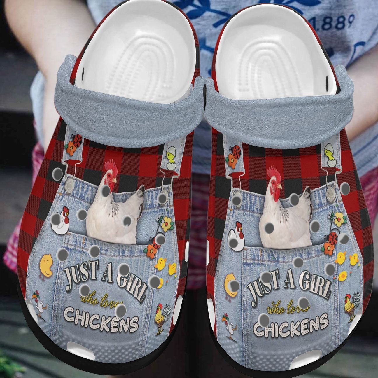 Chicken Personalized Clog, Custom Name, Text, Color, Number Fashion Style For Women, Men, Kid, Print 3D Just A Girl Who Loves Chicken