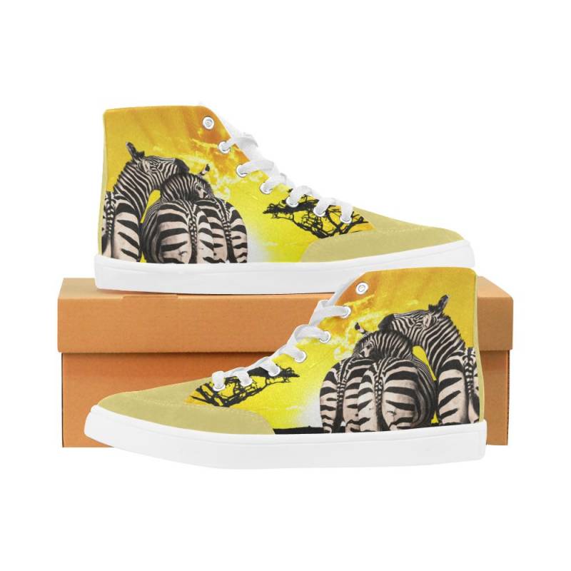 African Zebra Landscape Custom Design High Top Shoes for Men