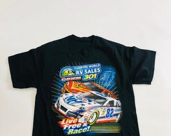 Vintage Race Car T-shirt Nascar Speeding All Over Print Rainbow Black Red Yellow  Grand Prix Shirt 2043