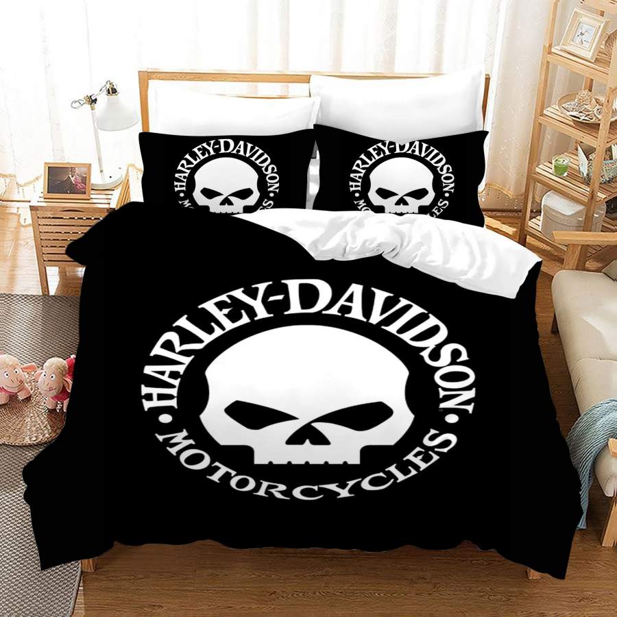 3D Harley-Davidson Motorcycle Skull Quilt Cover Set Bedding Set Duvet Cover Pillowcases SF89