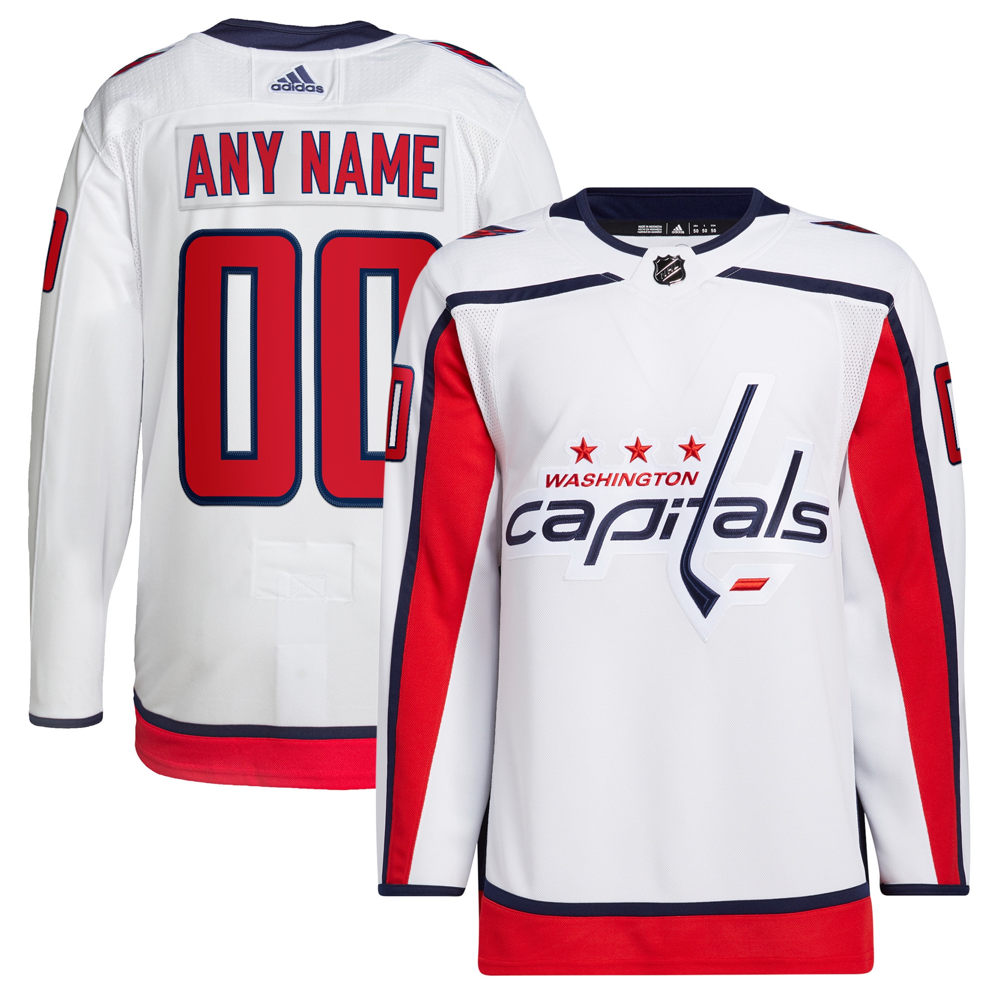 Washington Capitals Away Primegreen Authentic Custom Jersey – White