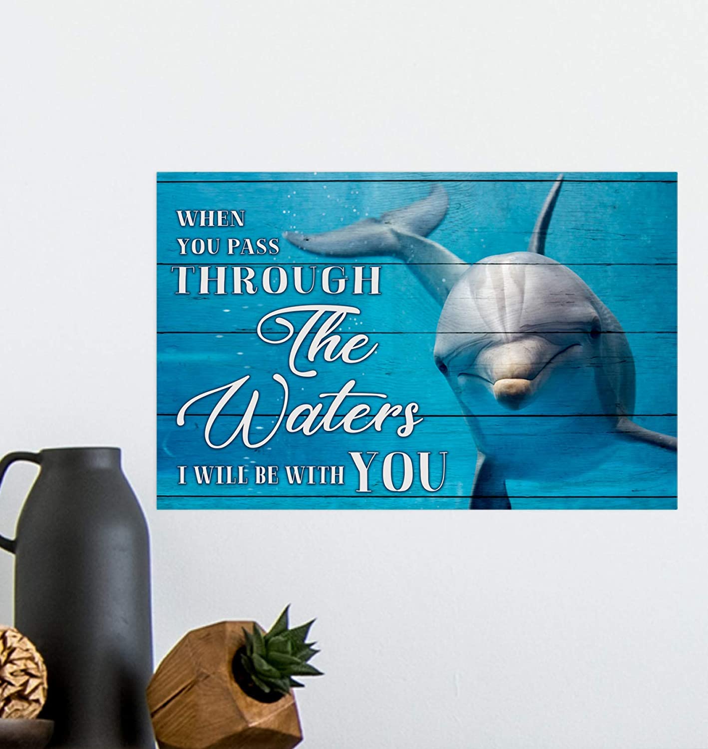 Vintage Dolphin – I Will Be With You Poster Art Print      Home Decor Gift For Men Women Family Friend On Birthday Xmas