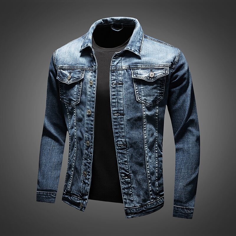 Autumn New Slim Men Denim Jacket Stretch Retro Motorcycle Punk Streetwear Fashion Skateboard Youth Jeans Jacket Plus Size 5xl alx