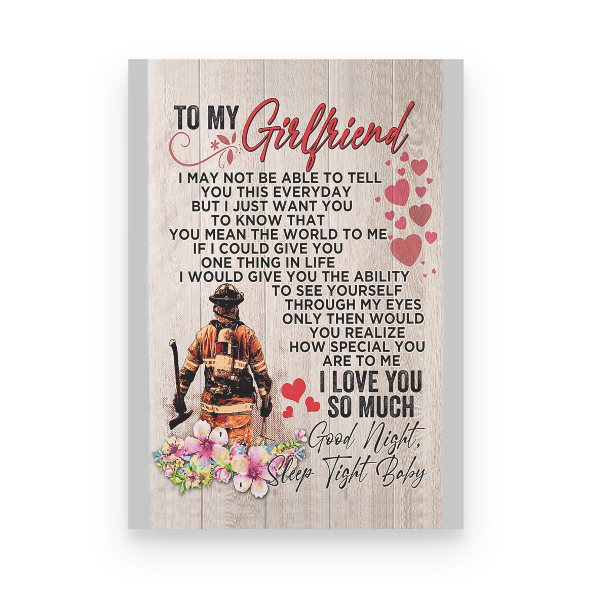 Firefighter’S Girlfriend I Love You So Much Poster Canvas Gift For Girlfriend Home Decor