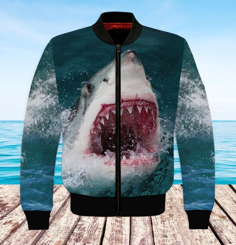 Shark In The Ocean 3D Full Print Bomber