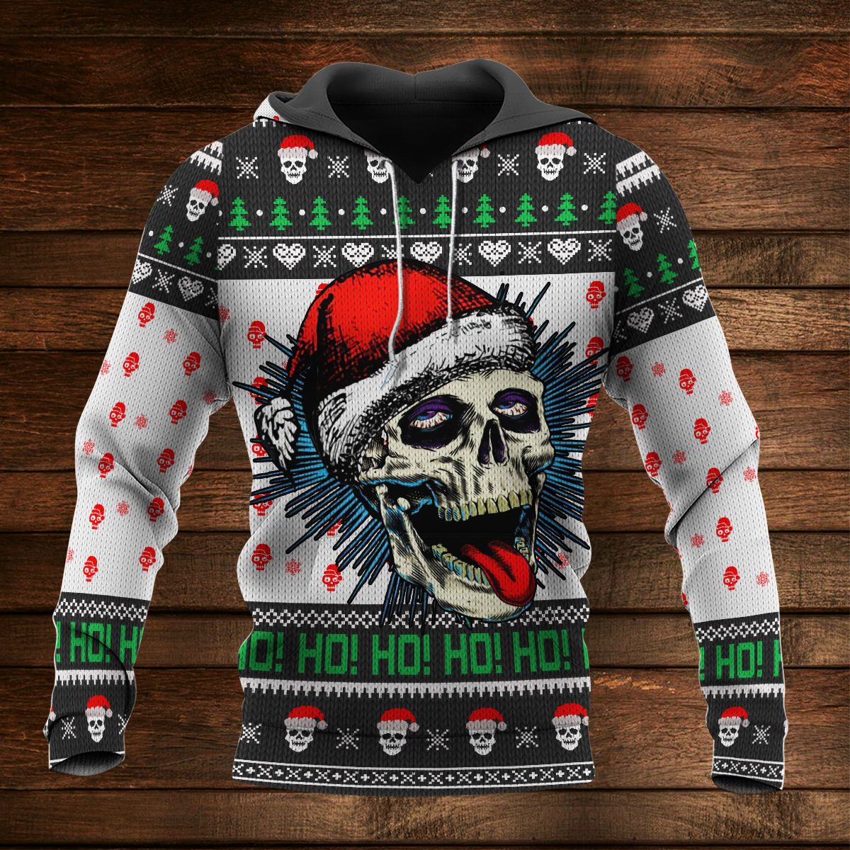 AmazeStyleZ 3D Knitting Pattern Ugly Sweater/Hoodie Naughty Skull Face Ugly Christmas Sweater 3D Hoodie Gift For Skull Lover 3D Printed Hoodies